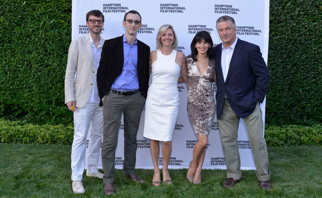David Nugent, director Jesse Moss, Anne Chaisson, Hilaria and Alec Baldwin at SummerDocs screening of 'The Overnighters': August 29, 2014. Photo: Eugene Gologursky