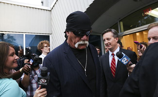March 18, 2016 - St. Petersburg, Florida, U.S. - HULK HOGAN, whose given name is Terry Bollea walks out of the courthouse after he was awarded $115 million in damages in his lawsuit against the gossip website Gawker on Friday. (Credit Image: © Eve Edelheit/Tampa Bay Times via ZUMA Wire) (Newscom TagID: zumaamericasfourteen709524.jpg) [Photo via Newscom]