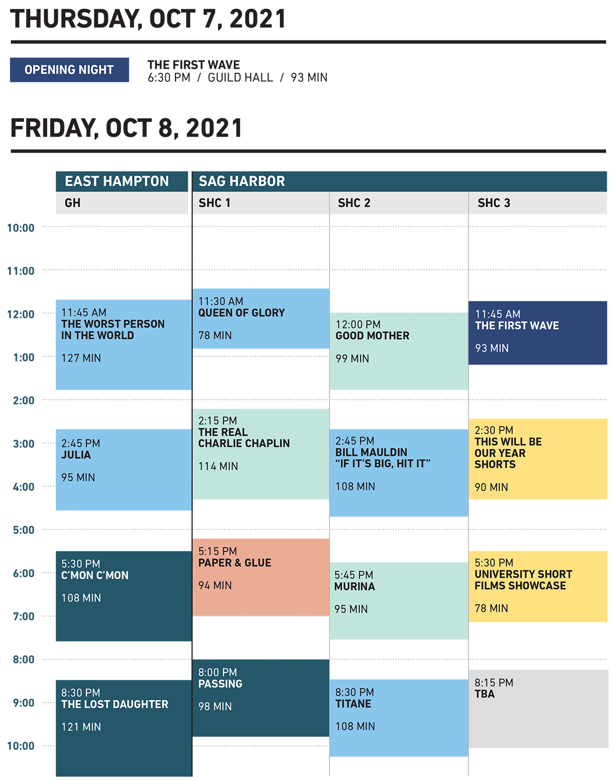 HIFF29 Daily Schedule Hamptons International Film Festival