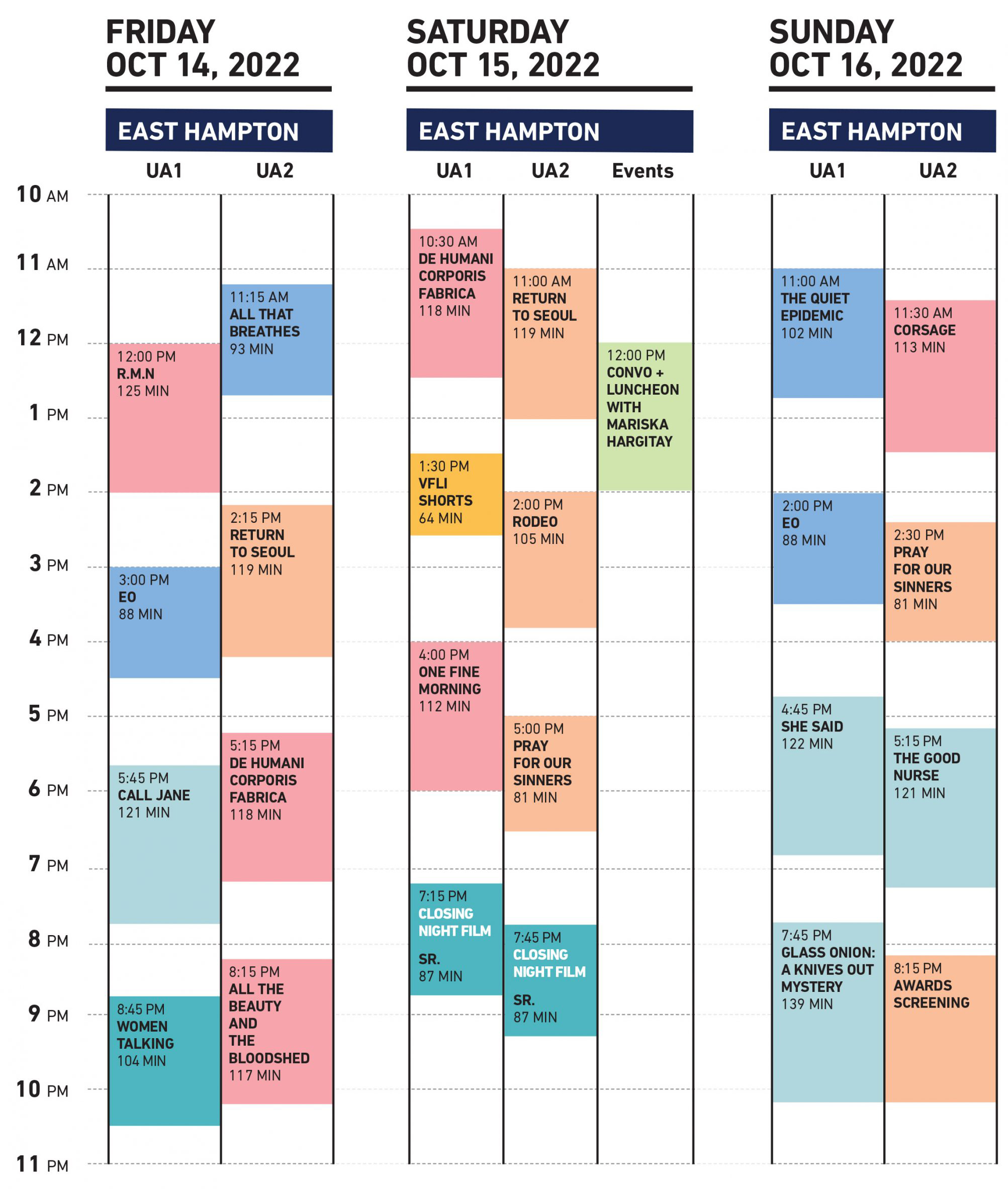 HIFF30 Daily Schedule Hamptons International Film Festival