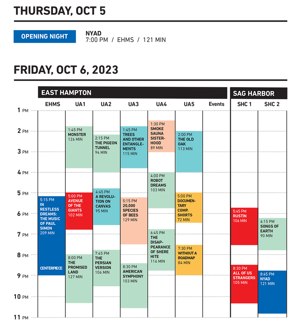 HIFF31 Daily Schedule Hamptons International Film Festival